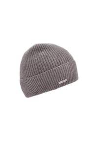 SEEBERGER - Cashmere Beanie mit Aufschlag in Rippen-Muster 18300-2 - 14 RAUCHGRAU