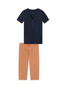 SCHIESSER - Schlafanzug Mix & Relax - Orange / dunkelblau