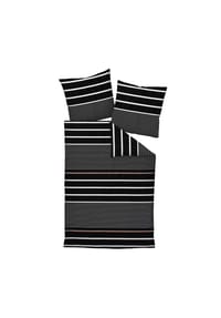 Janine® - Bettwäsche 2 teilig - J.D., Mako-Satin, Baumwolle mercerisiert, Seidenfinish, gestreift - Nougat/Schwarz