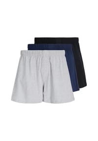 JACK & JONES - Herren Jersey-Boxershorts, 3er Pack - JACJONES BASIC JERSEY BOXERS, Knöpfe, einfarbig - Schwarz/Blau/Grau