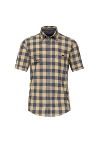 CASAMODA - Herren Freizeithemd Kurzarm kariert Casual Fit - Senfgelb