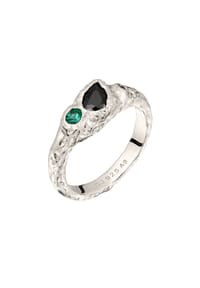 elli. - Ring Synthetischer Smaragd Emerald Grün 925 Sterling Silber - Gold