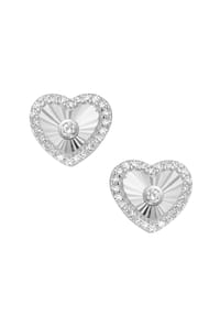 SMART JEWEL® - Ohrstecker in Herzform, Zirkonia Steine, diamantiert, Silber 925 - gold