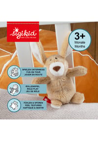 Sigikid 42590 Mini Cane Cuddly Gadgets | Peluche Da Taschino Per Bambini, 14cm, Beige/Marrone