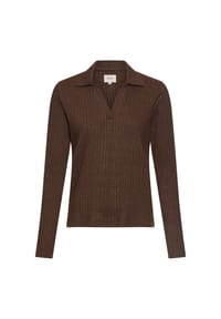 camel active - Jersey-Shirt mit geripptem Kragen - Beige