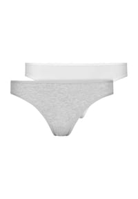 SNOCKS - Basic Tanga, 2er-Pack, für Damen - 246 GREY/WHITE