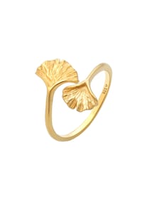 elli. - Ring Offen Verstellbar Ginkgo Blatt Natur 925 Silber - Silber