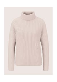 MADELEINE - Rollkragenpullover mit Blütenmotiv - perlweiß