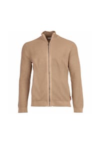 JOOP! JEANS - Herren Strickjacke - Periamo, Grobstrick, Stehkragen-Zip, Baumwolle - Braun