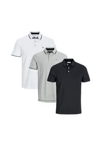 JACK & JONES - Poloshirt 3er Pack Paulos - Slim Fit - Beige / schwarz
