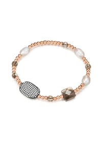 Luluandjane - Damen Armband aus Metall-Legierung in Roségold mit Zirkonia und Süßwasser-Zuchtperle - roségold