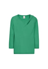 MADELEINE - Feinstrick-Pullover mit 3/4-Ärmeln und Cut-out - matchagrün