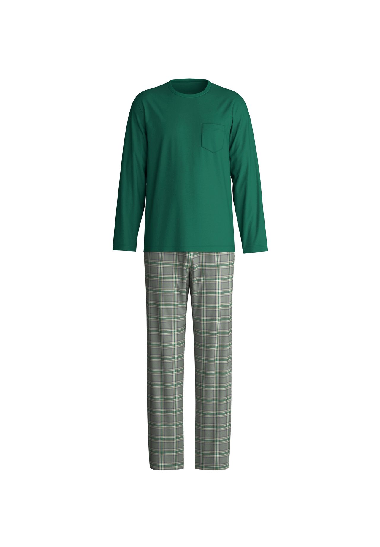 Calida Herren Grün Relax Imprint 2 Pyjama, Langfür Xl, Maskuline Silhouette Mit Klarer Linienführung Und Legerem Rundhalsausschnitt - Bild 4