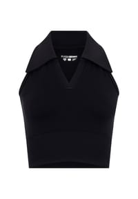 PLEIN SPORT - Polo Neck Cropped Top PS - black