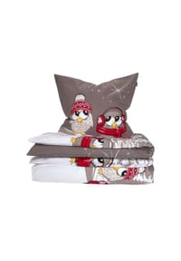 SCHIESSER Winter Bettwäsche-Set Olsona mit niedlichem Eulen-Print in weicher Feinbiber-Qualität - OLSONA - Grau
