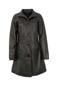 MADDOX - Damen Ledermantel Swinger Mantel Lammnappa schwarz - schwarz