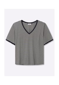 sheego - Shirt - ecru-altrosa-geringelt