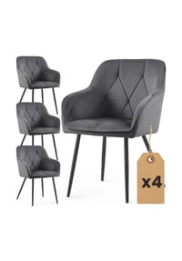 Akord - Diamante Gesteppte Esszimmerstühle aus Samt, 4er-Set - creme