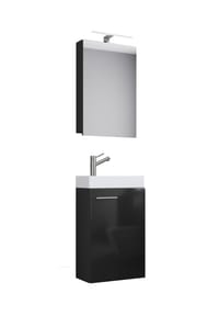 VCM. - 3-tlg Set | Waschplatz für Gäste WC | Gästebad | Waschtisch Toilette | Badmöbel Badezimmer Set - Slito SC - Honig-Eiche
