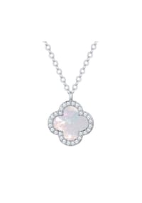 Luluandjane - Kette mit Anhänger Zirkonia weiß Perlmutt weiß - silber
