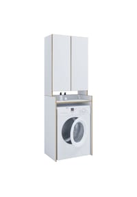 VCM. - Waschmaschinenschrank mit Aufsatzschrank, Waschmaschinenumbau mit Stauraum hinter Drehtüren, Maße: Überbauschrank H. 200 x B. 67 x T. 48 cm, Rislo - Anthrazit