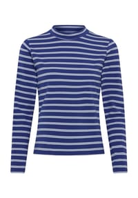 MANGUUN - Langarmshirt, Stehkragen, für Damen - 1 BEIGE STRIPE