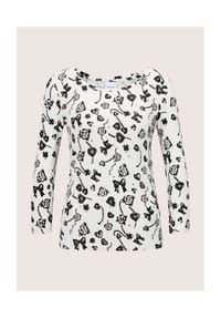 MADELEINE - Shirt mit Fantasy-Druck und Strass - perlweiß / schwarz