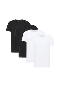 MUSTANG® - Herren T-Shirts, 4er Pack - Allen, Bio-Baumwolle, Single Jersey, Rundhals - Schwarz