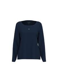 JOOP! - Damen Langarmshirt mit Logo-Print - Cosy, Longsleeve, Rundhals, Cotton Stretch - Blau