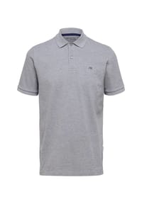 SELECTED - Poloshirt DANTE Kurzarmshirt mit Polokragen - grau