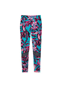 MADELEINE - Leggings mit Leo-Print und Mesheinsätzen - türkis / multicolor