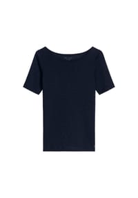 Marc O'Polo - Damen T-Shirt - Slub-Jersey T-Shirt Shortsleeve, U-Boot-Ausschnitt, Regular Fit, Baumwolle - Dunkelblau