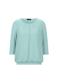 GOLDNER - Kurzgröße:  Chiffon-Shirt mit 3/4-Arm, Rundhals - aubergine