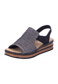 rieker - Sandalen, Keilabsatz, für Damen - SCHWARZ-SAND/SCHWARZ