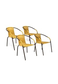 VCM. - 4er Set Bistrostuhl Stapelstuhl Balkonstuhl Gartenstuhl | beige hellbraun |  Poly-Rattan | Maße H. 73x B. 53x T. 60 cm - Gelb