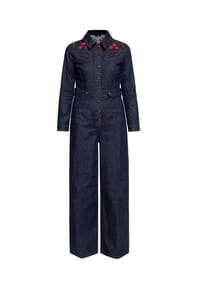 QUEEN KEROSIN - Overall mit floraler Stickerei im Western Stil Roses - Denim