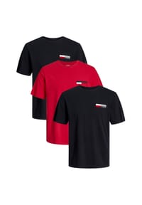 JACK & JONES - T-Shirt 3er Pack Corp - Black / small print