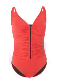 SUNFLAIR® - Badeanzug, Reißverschluss, breite Träger, Raffung, für Damen - 5 SCHWARZ