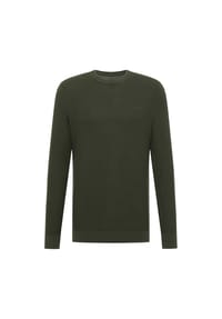 MUSTANG® - Herren Strickpullover - Elliot, Flat Knit, Baumwolle, Rundhals, einfarbig - Schwarz