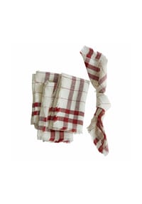 LOBERON - Serviette 4er Set Zarella creme/rot - creme/rot