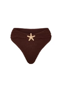 MODA MINX - Bikinihose Starfish Scrunch High Waist Bikini Bottom mit tollem Seestern-Element - Coffee