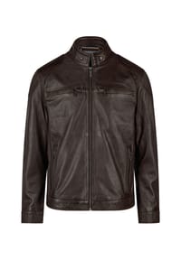 bugatti - Lederjacke BUFILIPPO mit Reißverschlusstaschen - schwarz