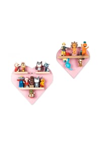 VCM. - My Home - Kinderregal Herz | hängend für Tonie Figuren | platzsparendes Regal | Maße: H. 27 x B. 44 x T. 5 cm | Wandregal für Figuren Aufbewahrung mit Magneteinsätzen | Aufbewahrungsregal Holz - Rosa