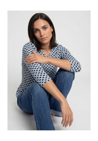 olsen - Shirt mit Allover-Dessin und 3/4-Ärmeln - Power Navy