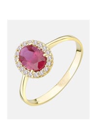 VANLERÉ - Cluster Ring, mit Rubin, 375 Gelbgold - gold