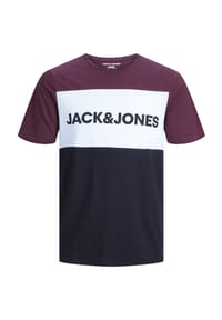 JACK & JONES - T-Shirt T-Shirt Rundhals JJELOGO BLOCKING TEE - Bordeaux