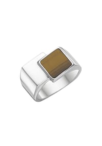 GIORGIO MARTELLO MILANO - Ring Siegelring mit Tigerauge-Einlage, Silber 925 - braun