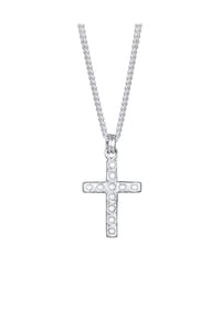 KUZZOÍ - Halskette Kreuz Glasperlen Modern 925 Silber - Silber