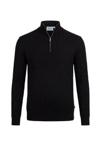 Vercate - Half Zip Pullover, Zopfmuster, schwarz - Schwarz