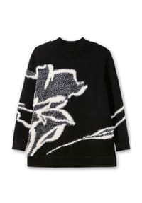 sheego - Stehkragenpullover - schwarz-gemustert